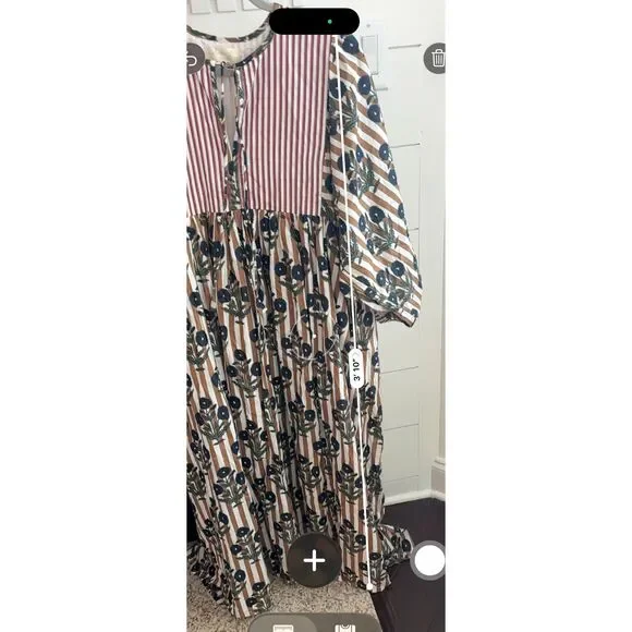 Designer Block Print Coastal Grandma NWOT Darling Isle kaftan midi dress, Sm, $2 - Picture 8 of 9